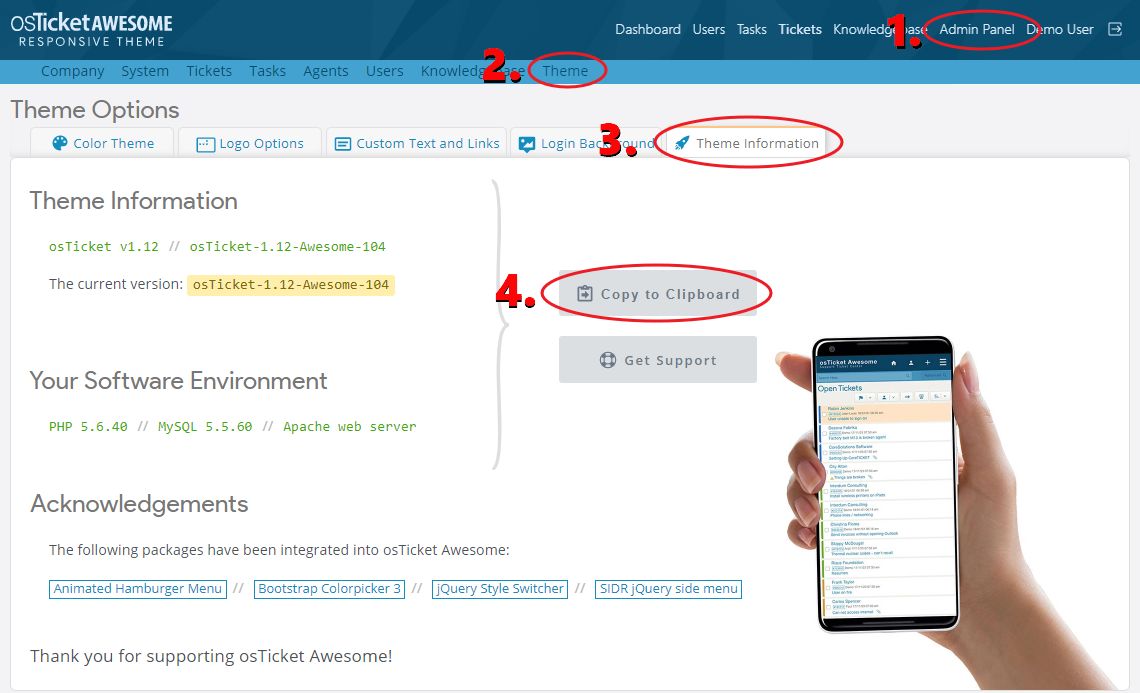 System information screenshot